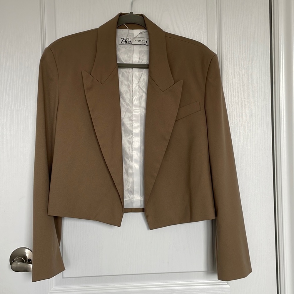 Zara Tan Cropped Blazer